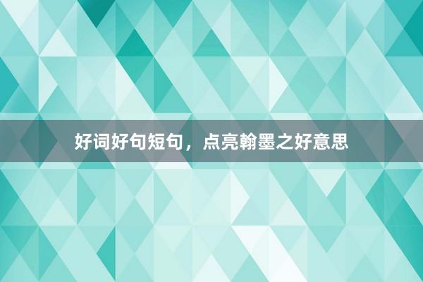 好词好句短句，点亮翰墨之好意思