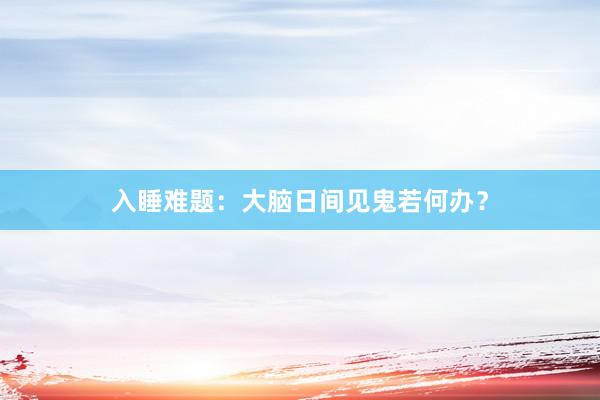 入睡难题：大脑日间见鬼若何办？